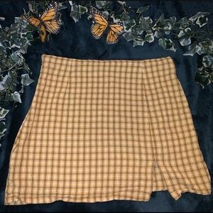 Yellow plaid mini skirt size small hand-made !